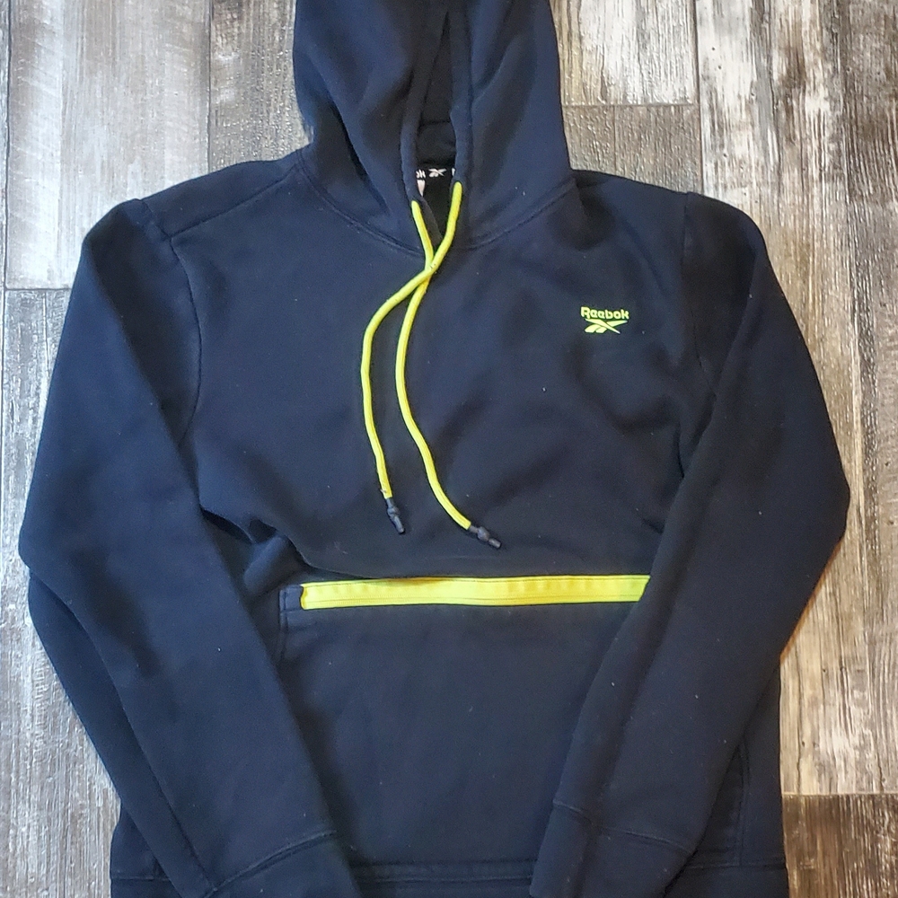 Reebok Black Hoodie with Bright Yellow Highlights